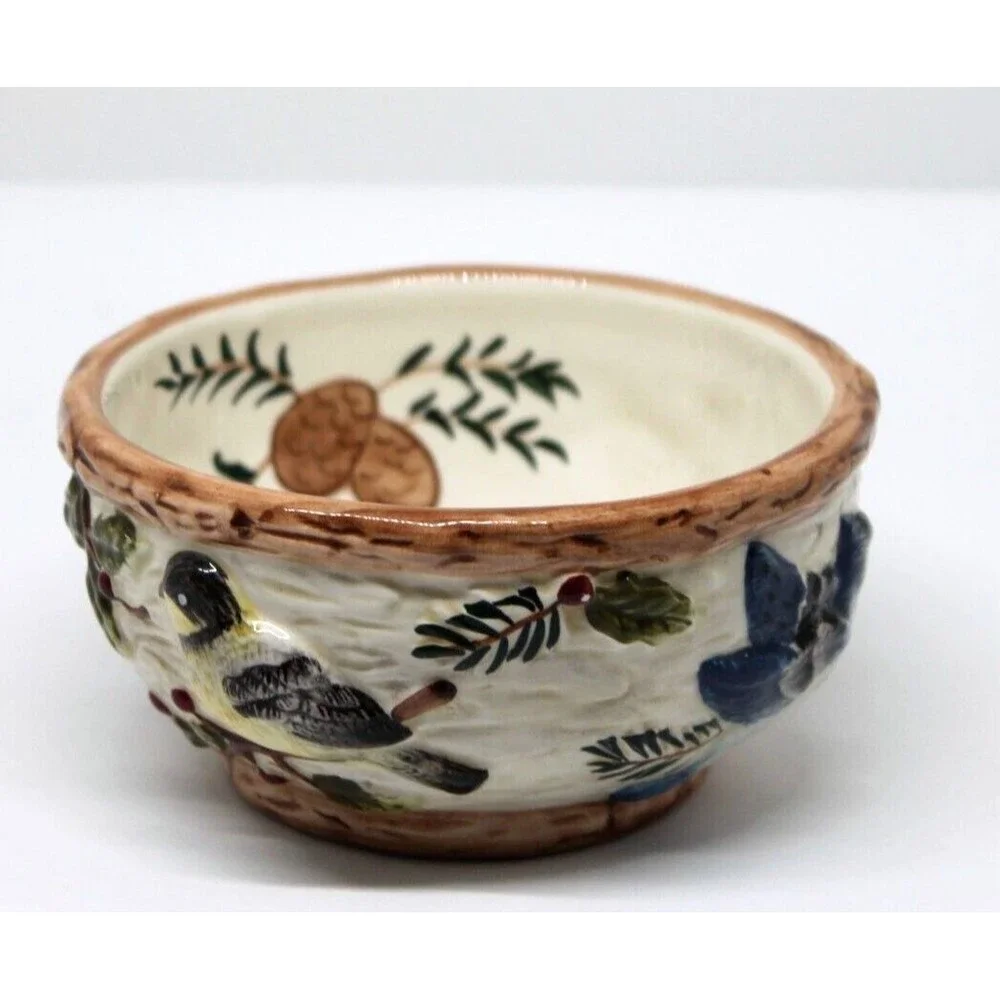 Vintage Knollwood Sonoma Home Goods Red Cardinal blue Bird  Small 4.5” Bowl
